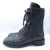 CHANEL G29324 CC Logos Matelasse Zip Design Lace-Up Leather Short Boots shoes 39 blackUsed