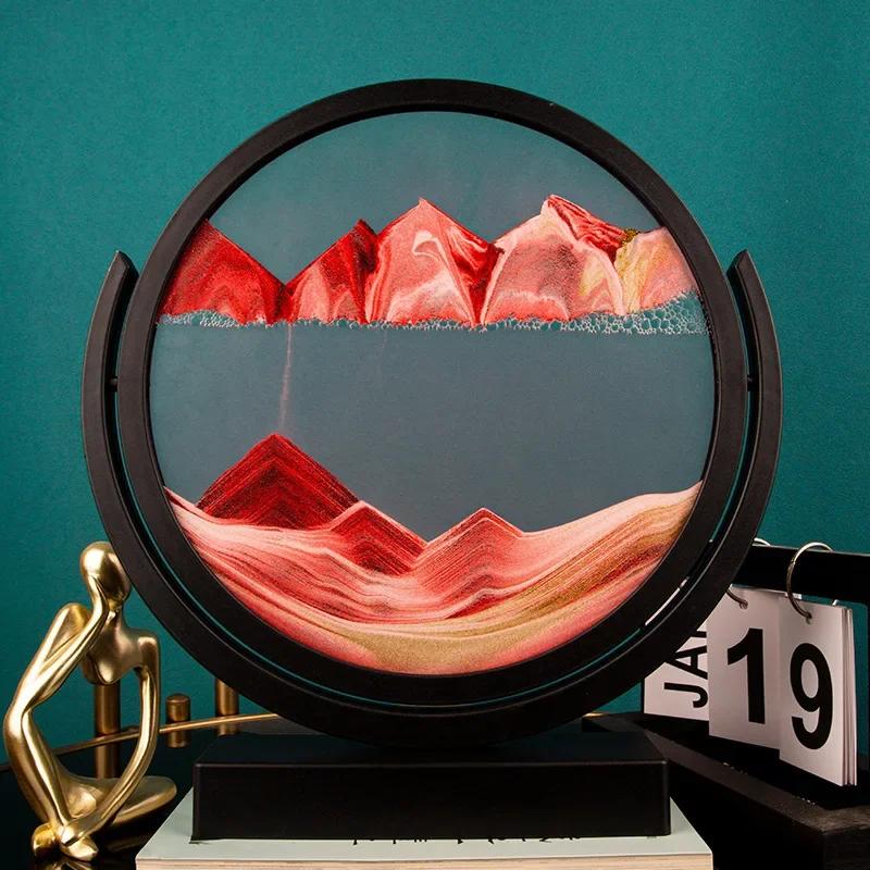 Rotatable 3D Sandscape Moving Sand Art Picture Round Glass Deep Sea Hourglass Quicksand Flowing Sand Painting Home Decor Gifts