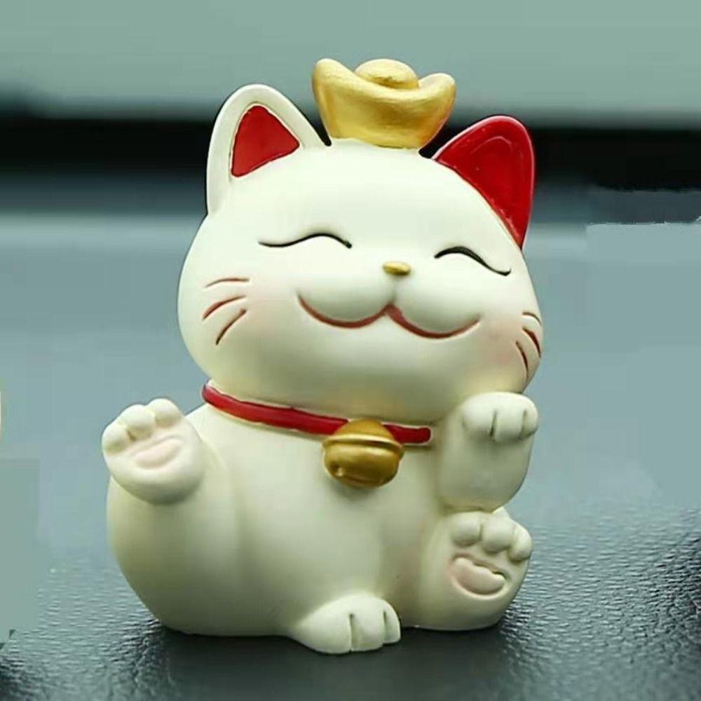 Waving Arm Lucky Cat Car Decoration Cartoon Cat Maneki Neko Ornament  Christmas