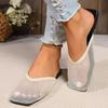 Fashion Summer Mesh Mules Shoes Women 2025 New Low Heel Slippers Women Outdoor Sandals Korean Sexy Elegant Chic Square Toe Slip On Shoes
