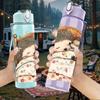 1PC Sleepy Girl Bed Scene 750ml Color Plastic Sports Water Bottle Leakproof Flip Straw Lid Suitable for Sports Office Home Use