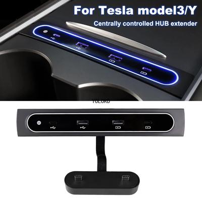 USB Hub Dockingstation Power Splitter Erweiterung Für Tesla Model 3 Y Auto 27W Schnelllader