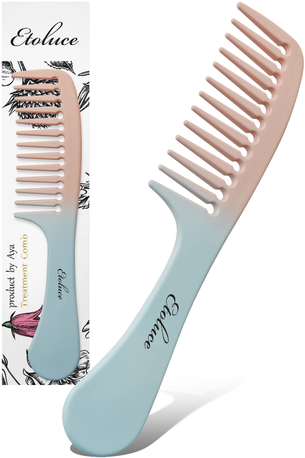 

Etoluce Treatment Comb by Top Hair Care Comb for Smooth Brush x [Supervised Stylists] Bathtime, In-Bath (Pink Blue)
