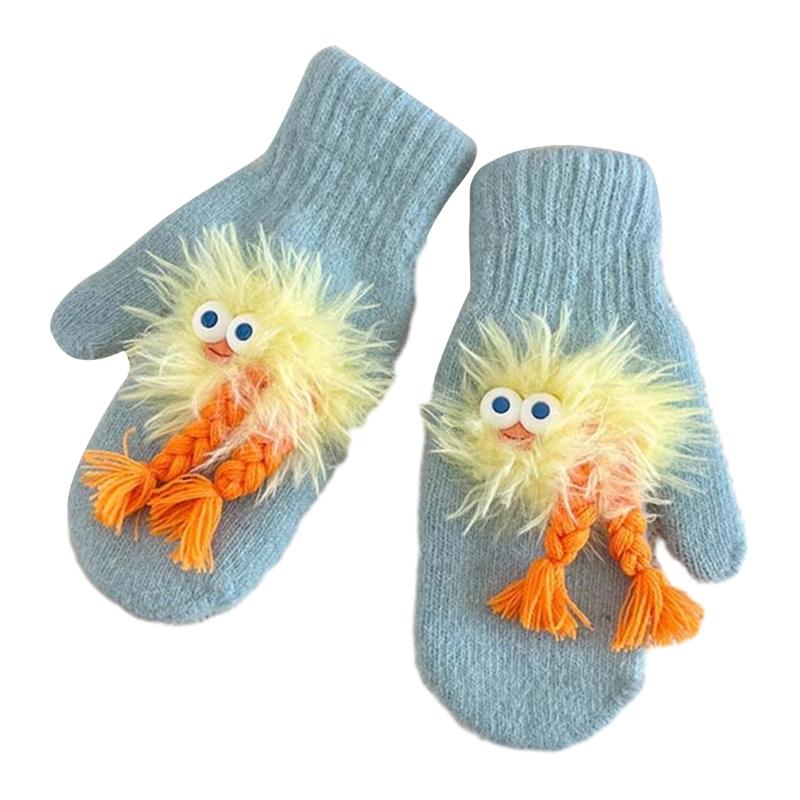 Adorkable Thicken Mitten with Braids Knit Gloves Protect from the Cold Cartoon Clown Unisex Full Finger Glove