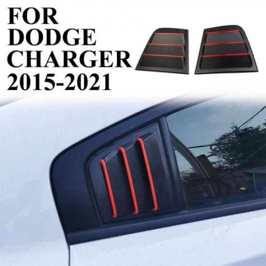 Black Body Side Window Cowl Louvers Air Vent Scoop Shade Cover for Dodge Charger
