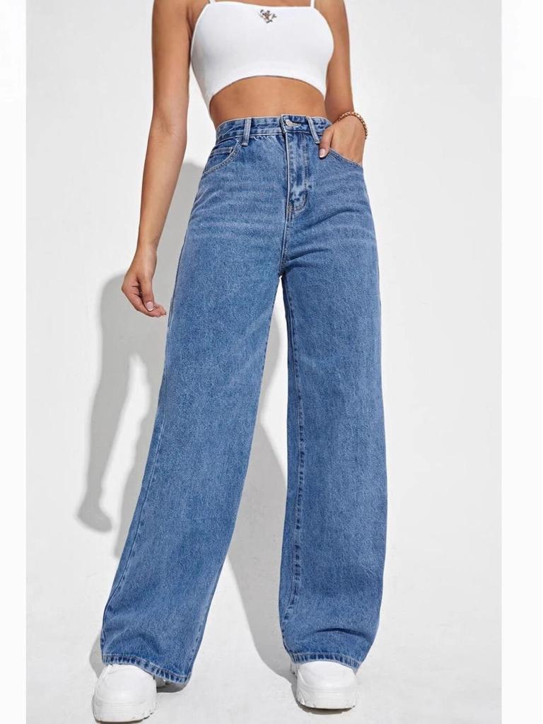 Women's High Waist Slim Straight Jeans - Hot Sale Denim Trousers