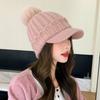 Knitted Baseball Cap Female Rabbit Hair Blended Cap Fleece Warm Wool Cap Autumn And Winter Cold Ear Protector Tide