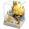 DIY Miniature Dollhouse Kit Garden Corner with LED Light and Dust Cover 3D Puzzle Home Decor for Beginners