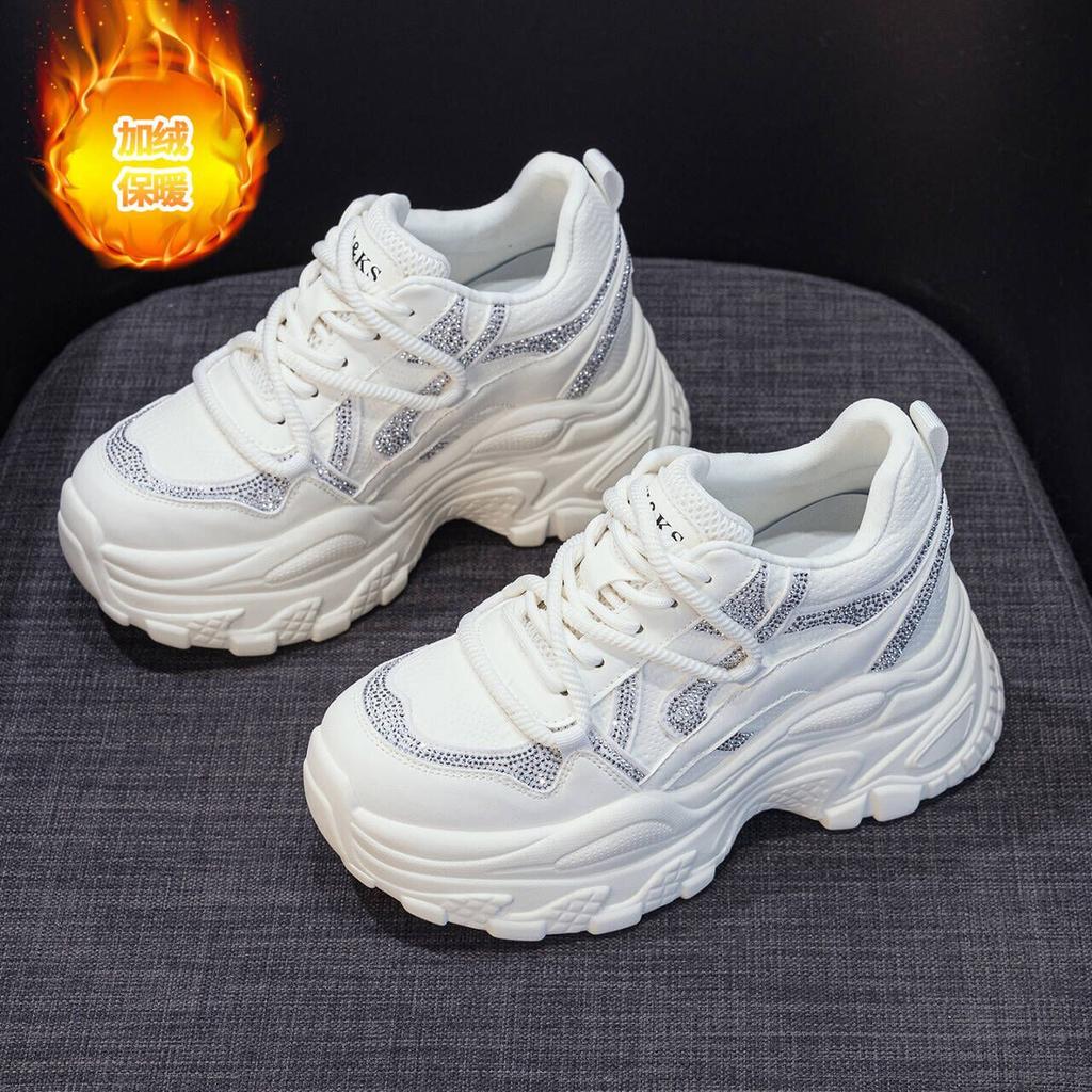 Spring New Super Fire Thick-soled Inner Height-increasing Dad Shoes Casual Sports Shoes Rhinestones