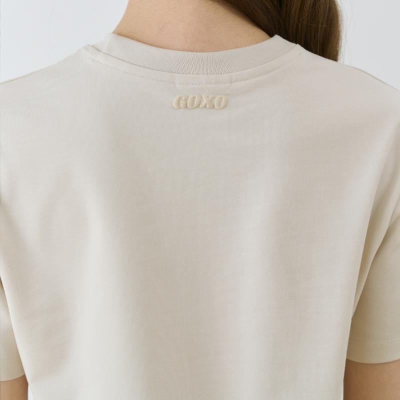 Goxo Cream Span Round T shirT Give Me Buddy