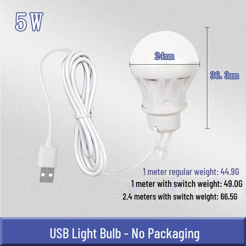 5V USB-Powered Low-Voltage LED Bulb for Power Banks and Outdoor Use