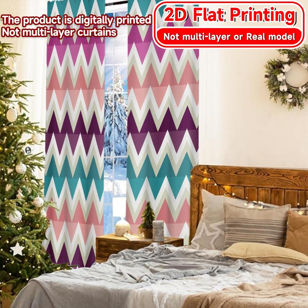 2pcs   2D FLAT PRINTING Curtains (Without Rod) Zigzag Symphony Halloween Festival Popular Curtains&Drapes Polyester Easy Install