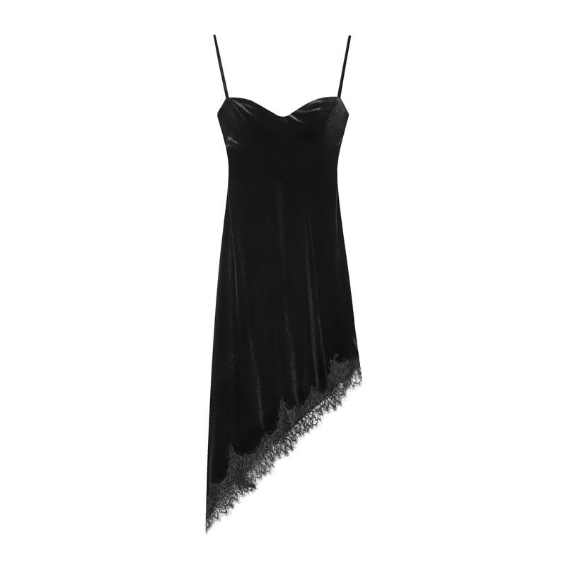 Velvet Lace Midi Dress L чёрный