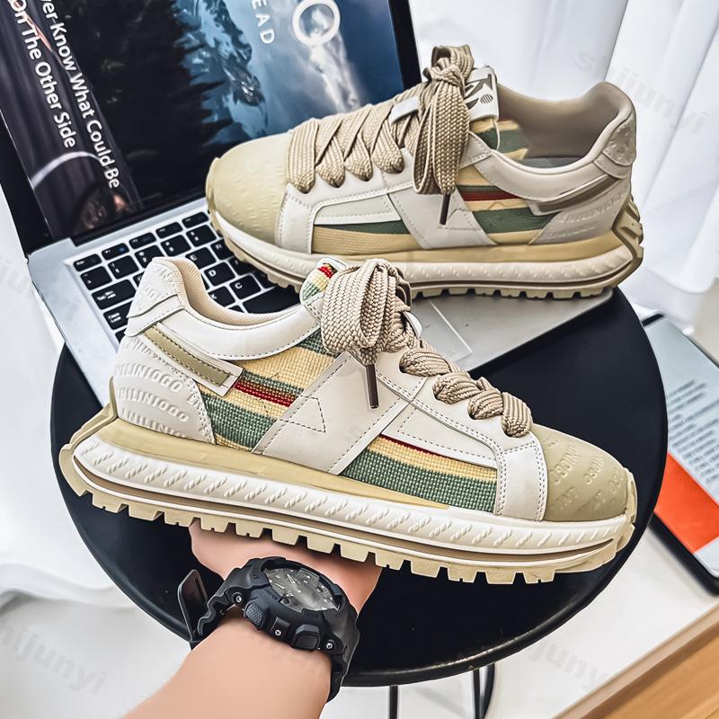 Fashion Fashion Men's Shoes 2025 Spring Fabric Breathable Casual Sports Shoes Versatile Thick Soled Height Increasing Chunky sneakers