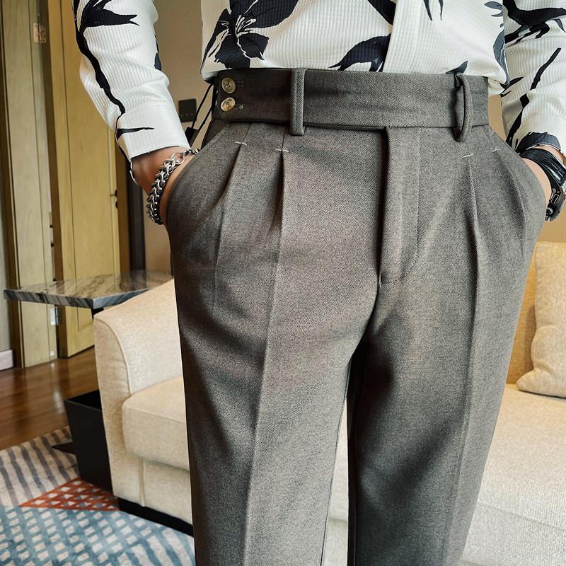 

Костюмные брюки мужские осень-зима плотные деловые мужские классические брюки корейские облегающие шерстяные формальные брюки 30 хаки