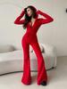 Fleece Slim Fit Hooded Jumpsuit Women's, Front and Mid Full Zipper Strap Waist Tights Casual Jumpsuit