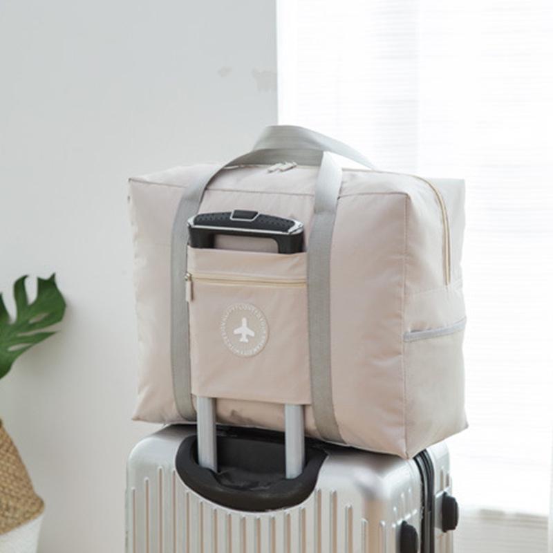 Extra Large Japanese Trolley Bag - Solid Color, Foldable, Round Label, Travel & Quilt Storage