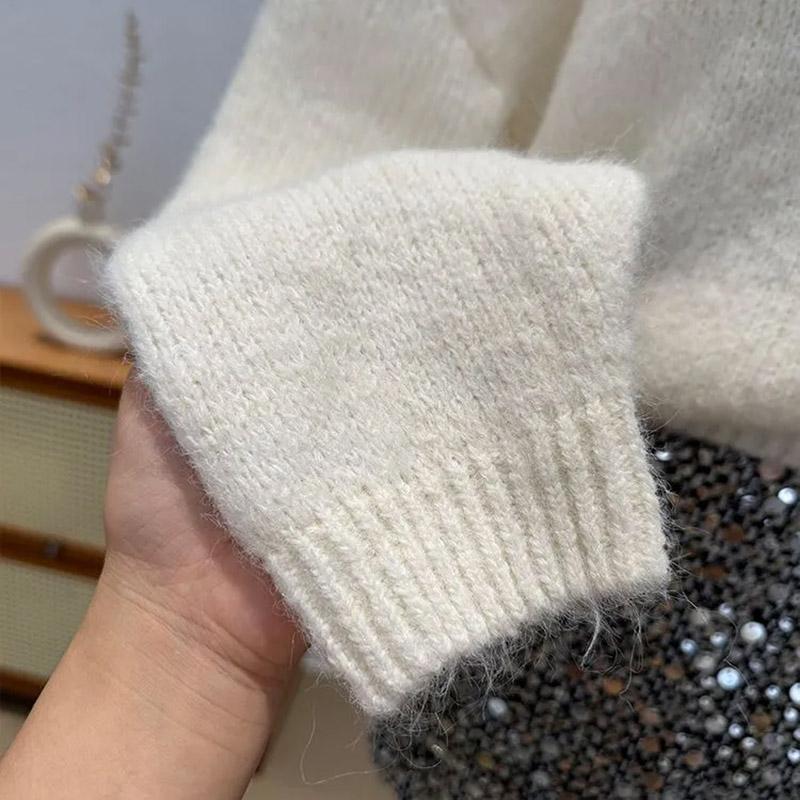 Sweater for Women Autumn Winter Thickened Pullover Warm Knitted Stretchy Long Sleeve Oversize Jumper Tops