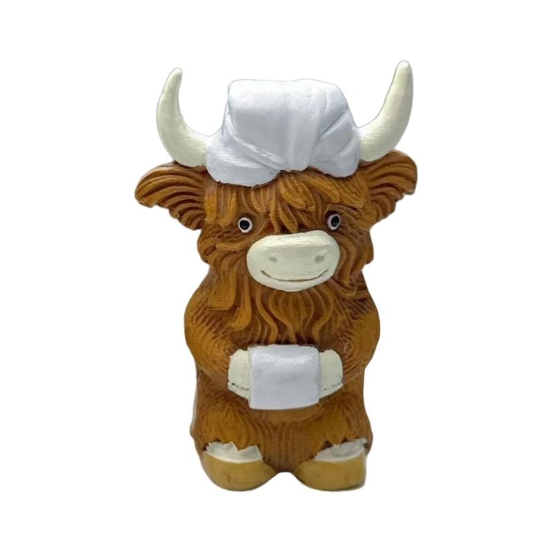 

Resins High Land Cow Statue Bathroom Theme Desktop Bookshelf Decoration Home Office Decorative Gift For Kids Adults