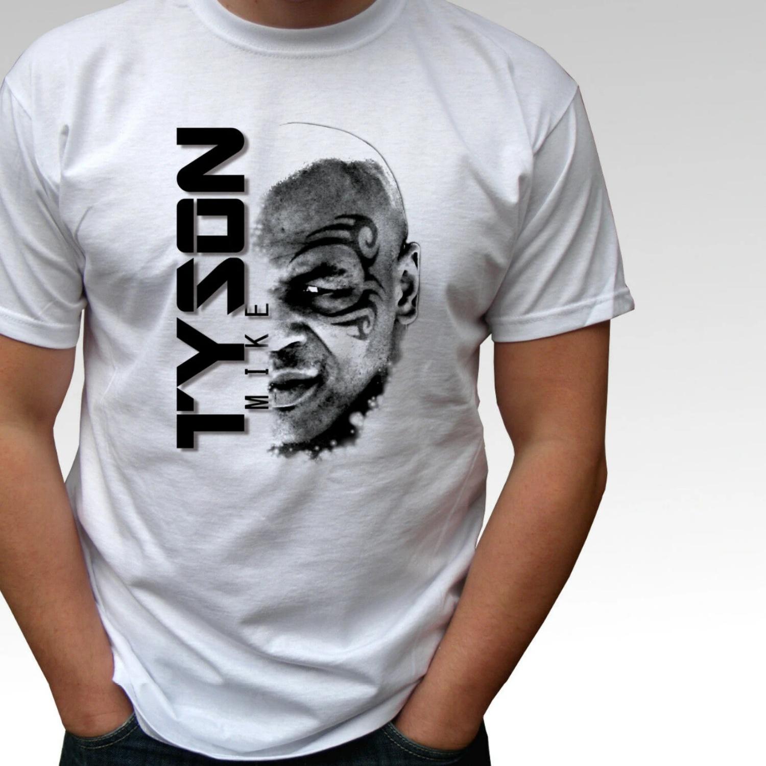 

Mike Tyson White T-Shirt Boxing Top - New 100% Cotton Short Sleeve O-Neck T-shirt Casual Mens Top S чёрный