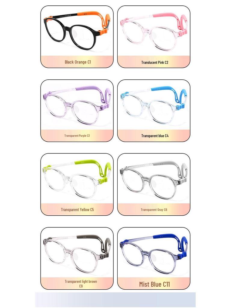 Ultralight Myopia Glasses for Teens - Screwless TR Frame, Safe Sports Design T048ET