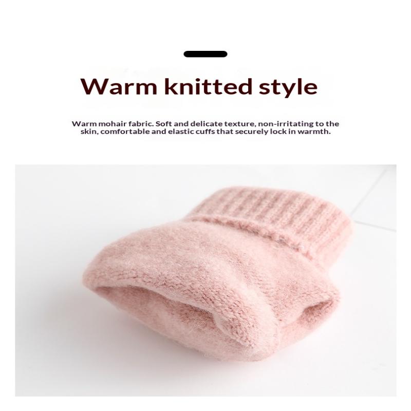 Women'S Cat Ear Convertible Fingerless Gloves, Winter Warm Gloves, Elastic Fit Design, Fashionable And Warm Cat Ear Gloves