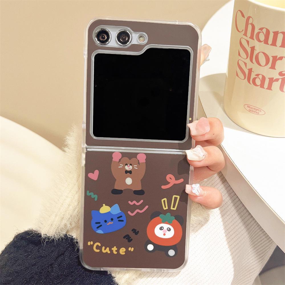 

Жесткий чехол для Samsung ZFlip6 с двумя складными экранами и рисунком в виде маленьких животных в стиле граффити для женского телефона ZFlip5/4/3. Samsung Z Flip 6