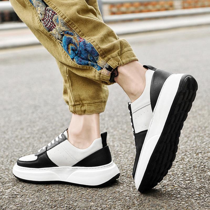 

Men s shoes 2025 summer new black and white panda shoes fashion heightened platform trend ins popular Internet celebrities same shoes 38