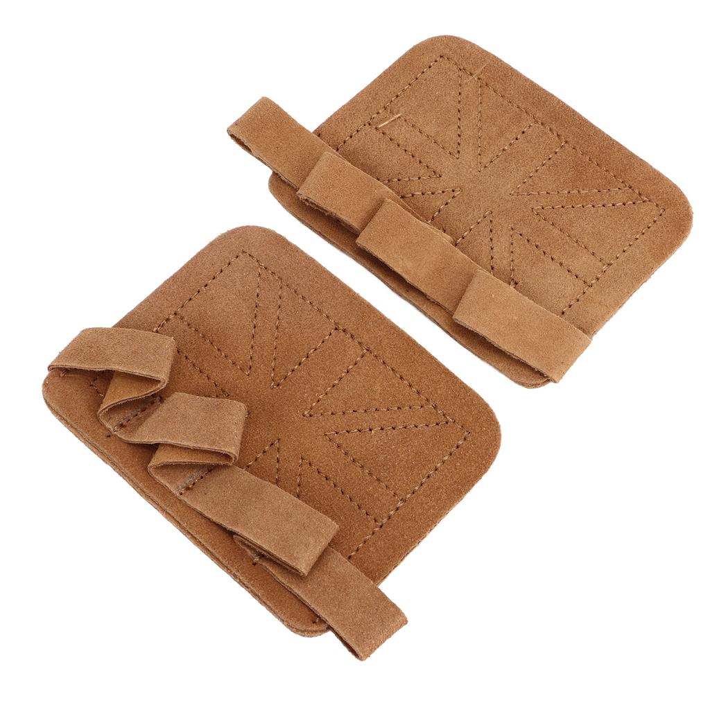 Fitness Gym Grip Pads Thickened Double Layer Cowhide 4 Finger Gym Workout Gloves for Weightlifting