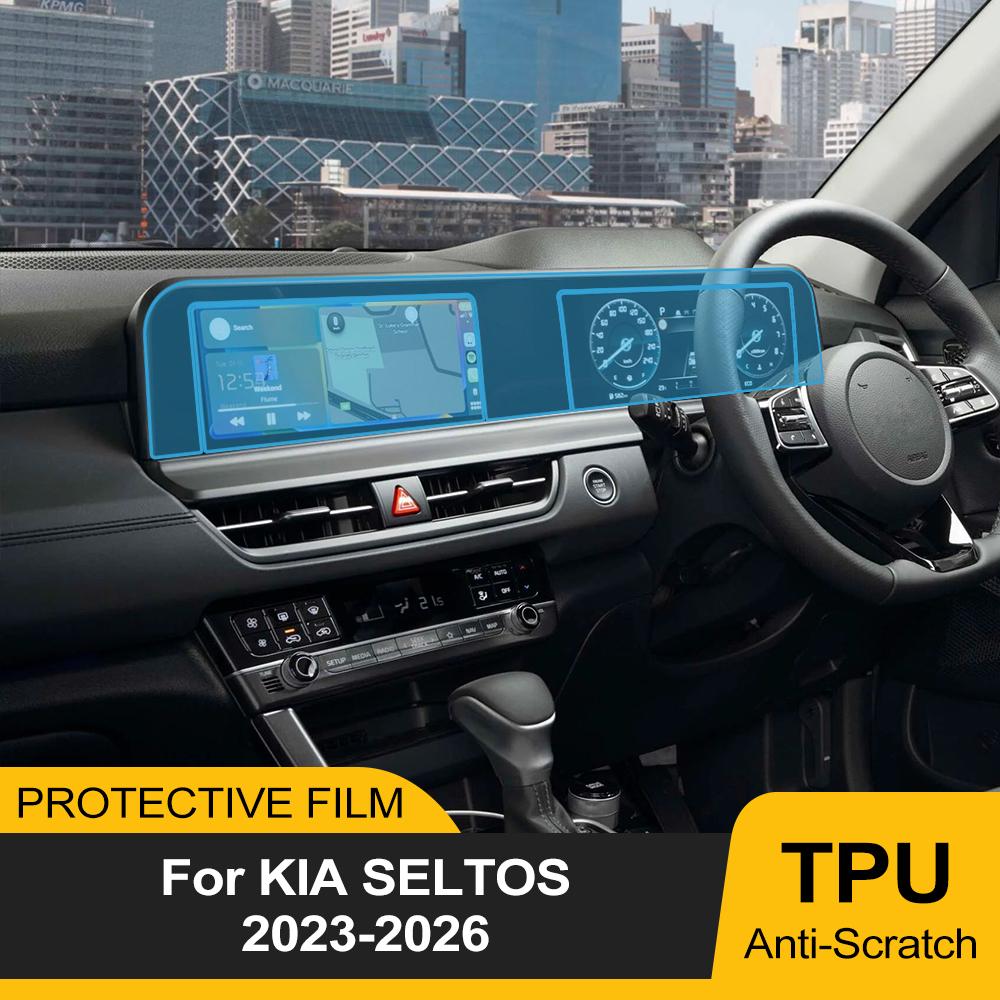 Car TPU Dashboard Screen Protector Film for Kia Seltos 2025-2026 Anti-Scratch Pre-cut Transparent GPS Navigation PPF Sticker