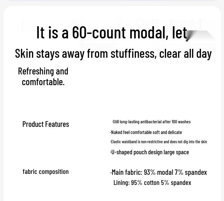 Jianjiang 60s Men's 5A Antibacterial Modal Printed Boxer Briefs 3-Pack