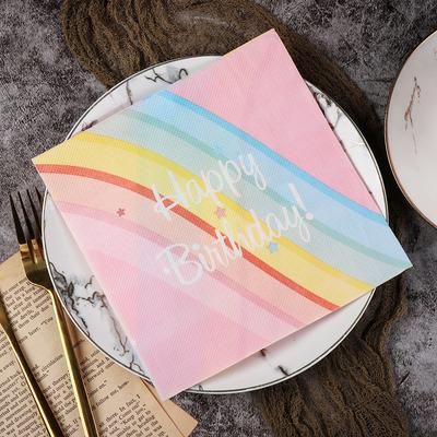 Einweg-Partyservietten, doppellagig, 20 Stück/Packung, Happy Birthday-Muster