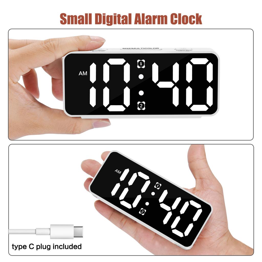 Simple Digital Bedside Alarm Clock With Dynamic Color And Double Alarms For Heavy Sleepers Kids Girls Desk Display
