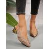 Scarpe da Lavoro da Ballo Basse con Strass Appuntati per Donna, Bocca Bassa Texture Metallica