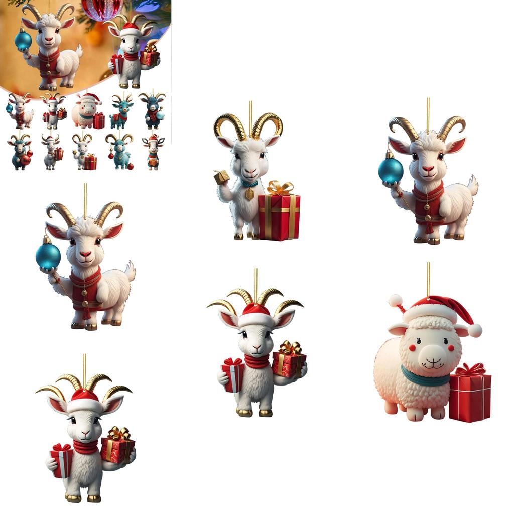 Entzückendes Cartoon-Ziegen-Auto-Hängeornament für Weihnachtsbaum-Hausdekoration