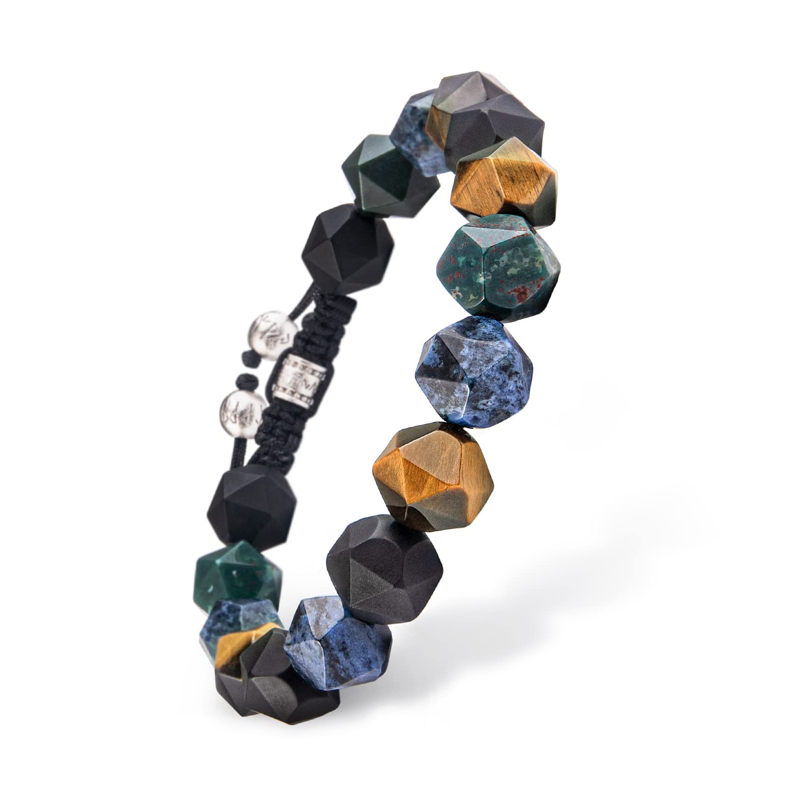 

Bracelet Braided Bead Bracelet Onyx Tiger Eye Damorchite Bloodstone Natural Stone Bracelet with Sterling Silver Clasp Gift [AWNL] Men s (10mm