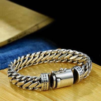 QN Bold and Domineering Semi-circular Pin Men's Personalized Trendy European and American Punk Hip-hop Bracelet Jewelry