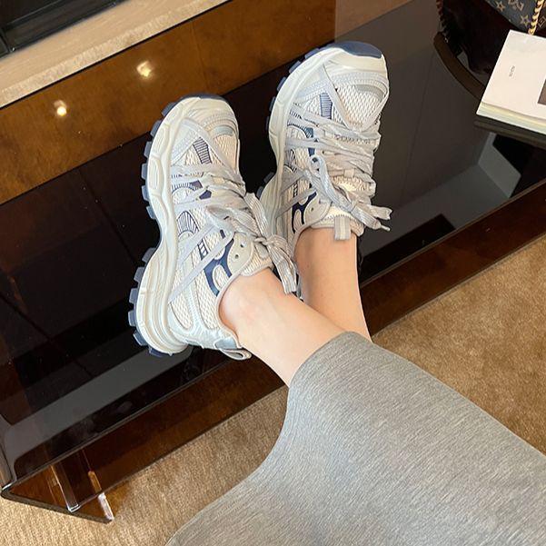 Skinny Version~ Popular Thick-soled Heightening Dad Shoes for Women In the Autumn of 2025, New Hong Kong-style Versatile Sports and Leisure Shoes