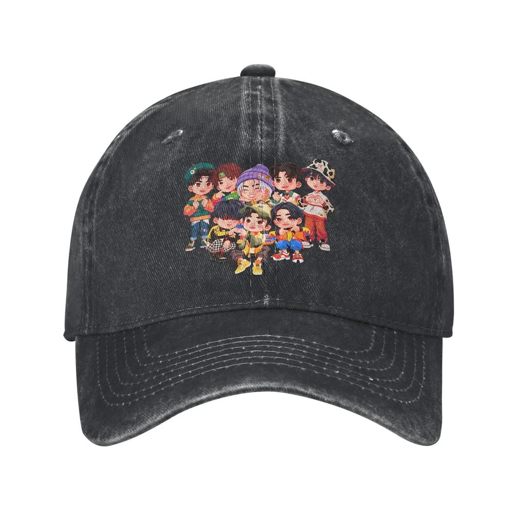 Kid Sun Baseball Cap Stylish Women Unisex Felix Bangchan Washed Hip Hop Hats Adjustable Print Kpop Logo Strays Rock Baseball Caps
