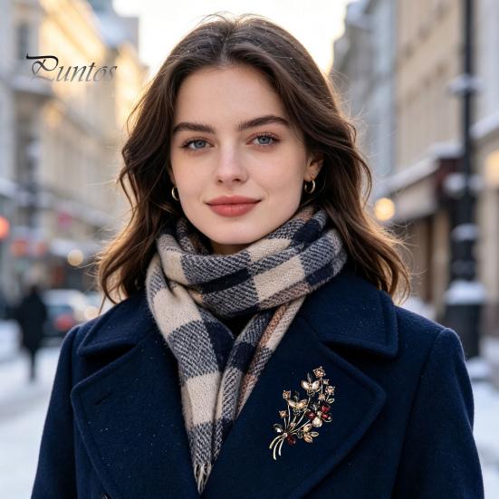 Daily Wear Brooch Vintage Flower Pin, Floral Wreath Lapel Pin with Colorful Jewelry Rhinestones, Accessory for Clothing Dress Coat Bags Scarves Shirts