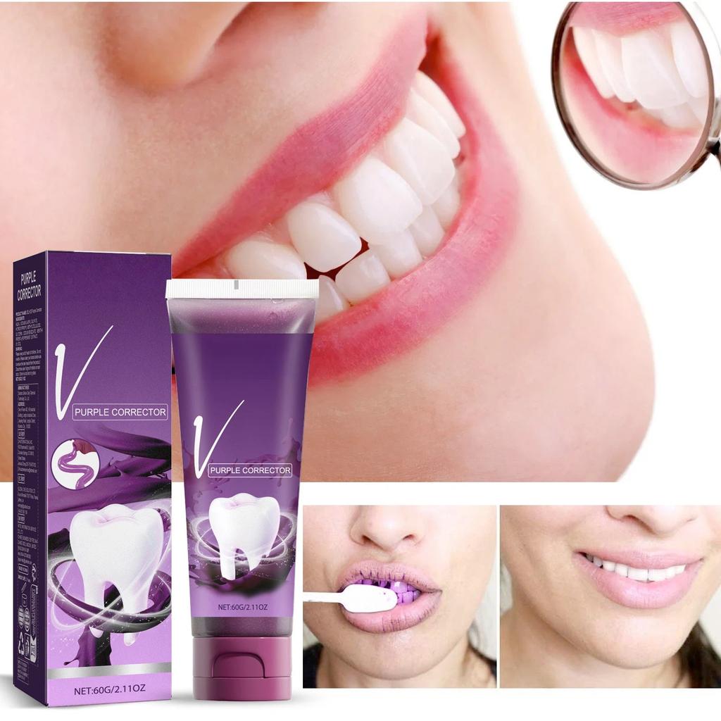 V34 Purple Toothpaste Gently Clean Teeth Tartar Tooth Stains Mouth Odor Fresh Teeth Protection