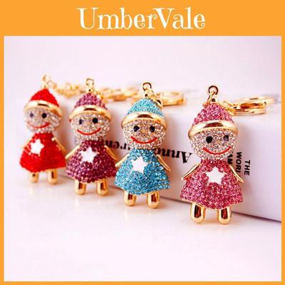 Chaveiro Boneco de Neve Fofo Para Mulheres Strass Brilhante Liga de Zinco Presente de Natal