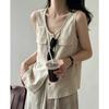 Old money style retro U-neck sleeveless vest for women in summer, super good-looking, light and thin top, thin shirt
