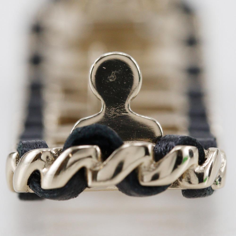 CHANEL CHANEL logo Valletta Chain Barrette black leather/Plated Gold Women Used