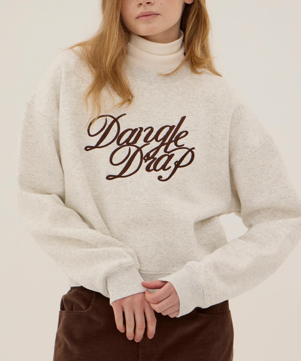 Dangled Drop Dgdp Lettering Embroidery Crop Sweatshirt_Oatmeal Note/S