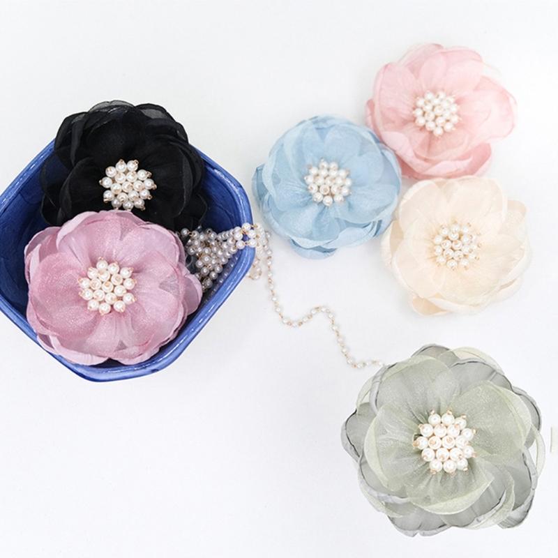 Fabric Flower Appliques with Layered Construction and Center Clusters, Set of Ten for Garments, Hair Accessories and Crafts