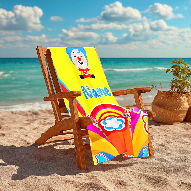Personalized customized proof beach towel with plim plim pattern - soft, absorbent,quick-drying,perfect swimming,camping&bathing