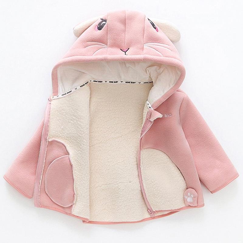 Winter Baby Boys Fleece Hooded Jackets for Kids Cartoon Dinosuar Coats Autumn Girls Plus Velvet Zipper Outerwear Jacket