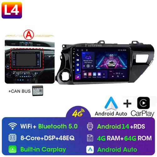 8 Core Android13 Auto Car Radio Multimedia For Toyota Hilux Pick Up AN120 2015 - 2020 LHD Stereo Carplay GPS Navigation No DVD