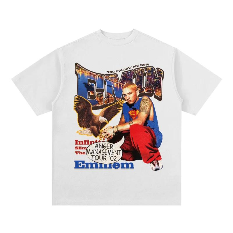 Eminem Hip Hop Rap Postava Tričko Volné Krátký Rukáv High Street Styl Ležérní Prodyšné Pánské Tričko Módní Streetwear